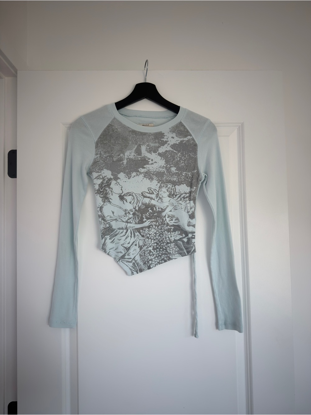 Kimchi Blue Angel Print Asymmetrical Long Sleeve Top S